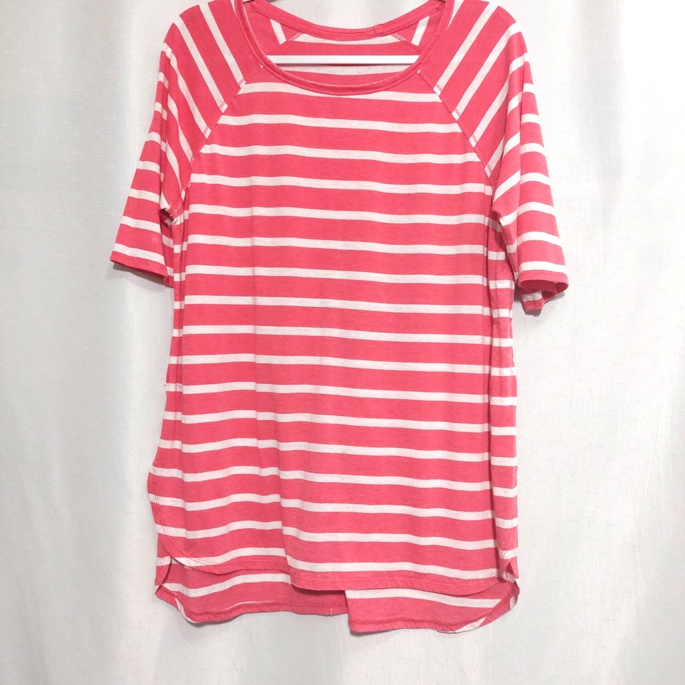 Calvin Klein Performance Womens L Striped Raglan Short Sleeve Active Tunic Top